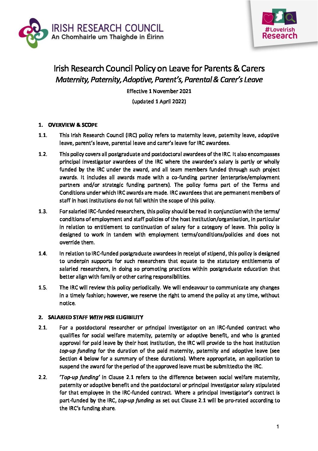 IRC-Policy-on-Leave-for-Parents-and-Carers_April 2022 | Irish Research ...