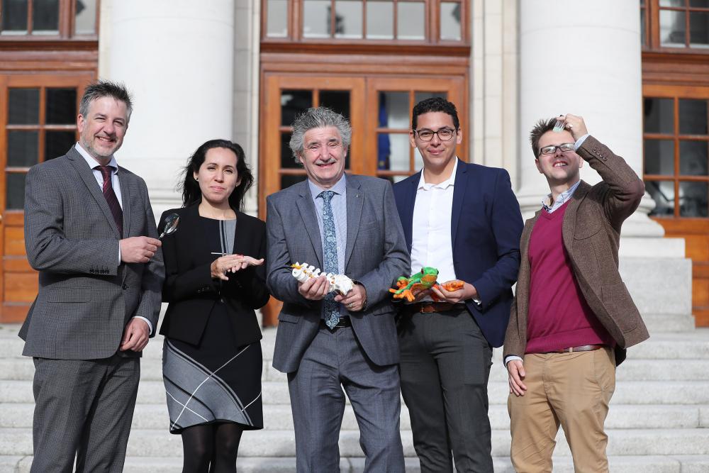 Pictured (L-R): Peter Brown, Director of the Irish Research Council; Dr Valesca Lima (MU); Minister of State for Training, Skills and Innovation, John Halligan TD; Mohamed El Amri (NUIG) and Dr Adam Henwood (TCD)