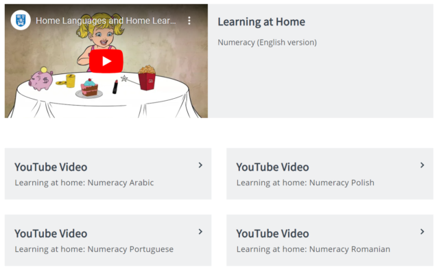 Screengrab of TCD Learning at Home website