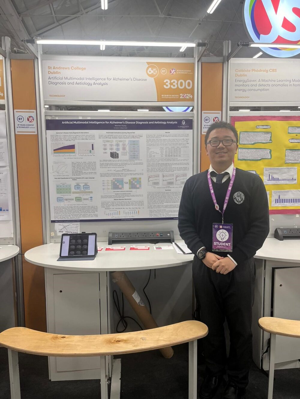 BT Young Scientist IRC winner pictured by his poster