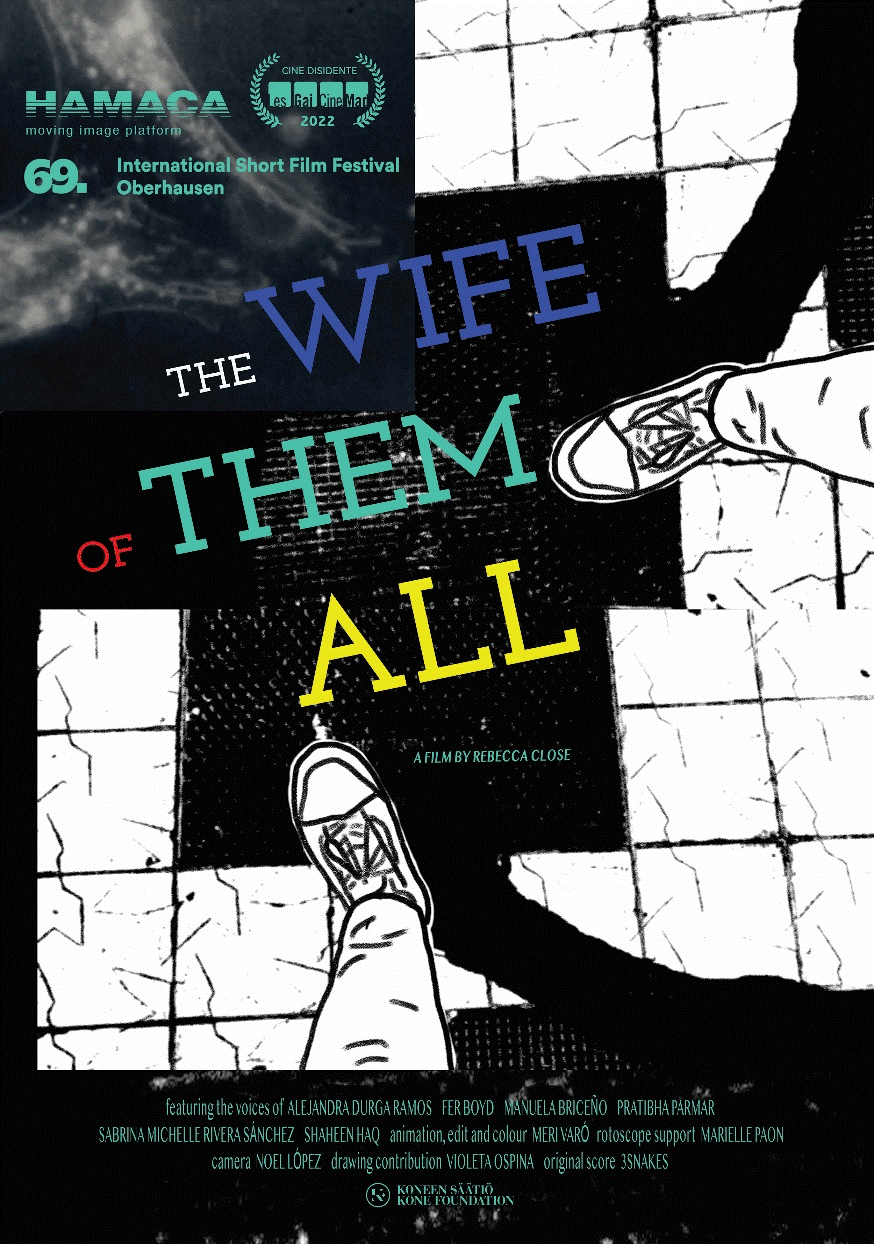 Poster for a film titled, The Wife of them all. with perspective facing down with feet